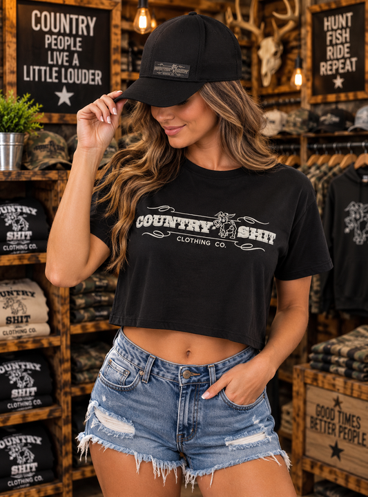 *Women's Cropped Tee- Black*
