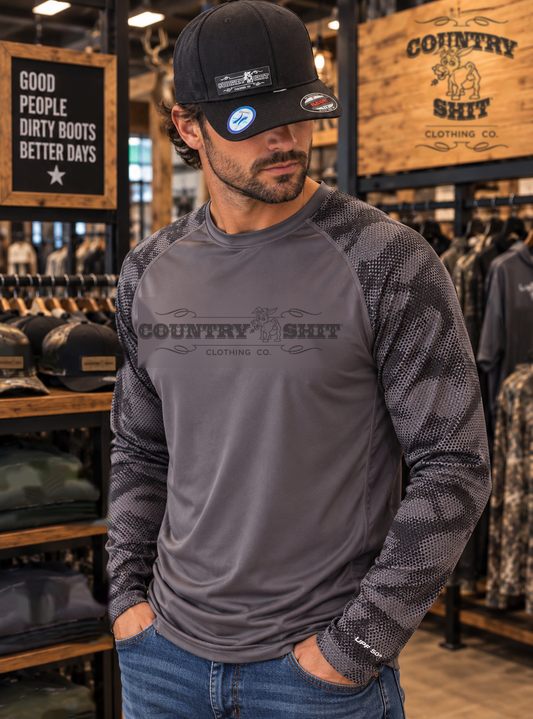 Paragon Performance Camo Long Sleeve, UPF 50+, Graphite
