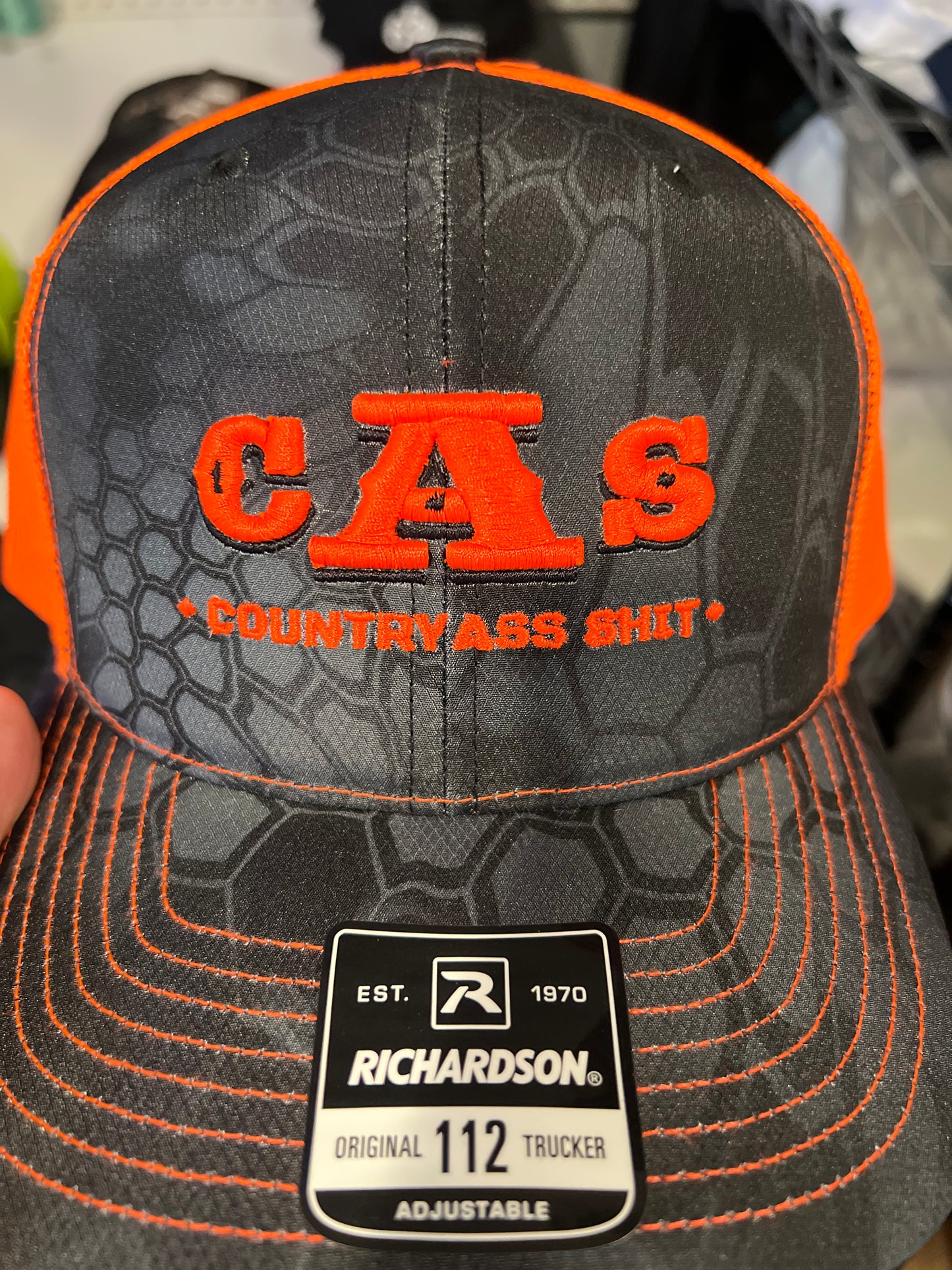 Kryptek Typhoon/ Neon Orange Richardson Snapback Hat Embroidered