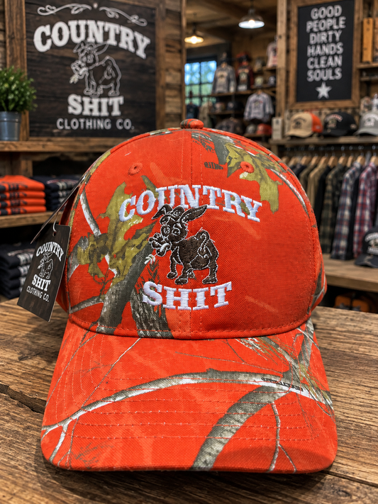Camo Flex-Strap Hat Embroidered Orange
