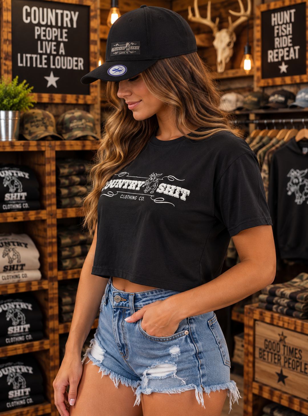 *Women's Cropped Tee- Black*
