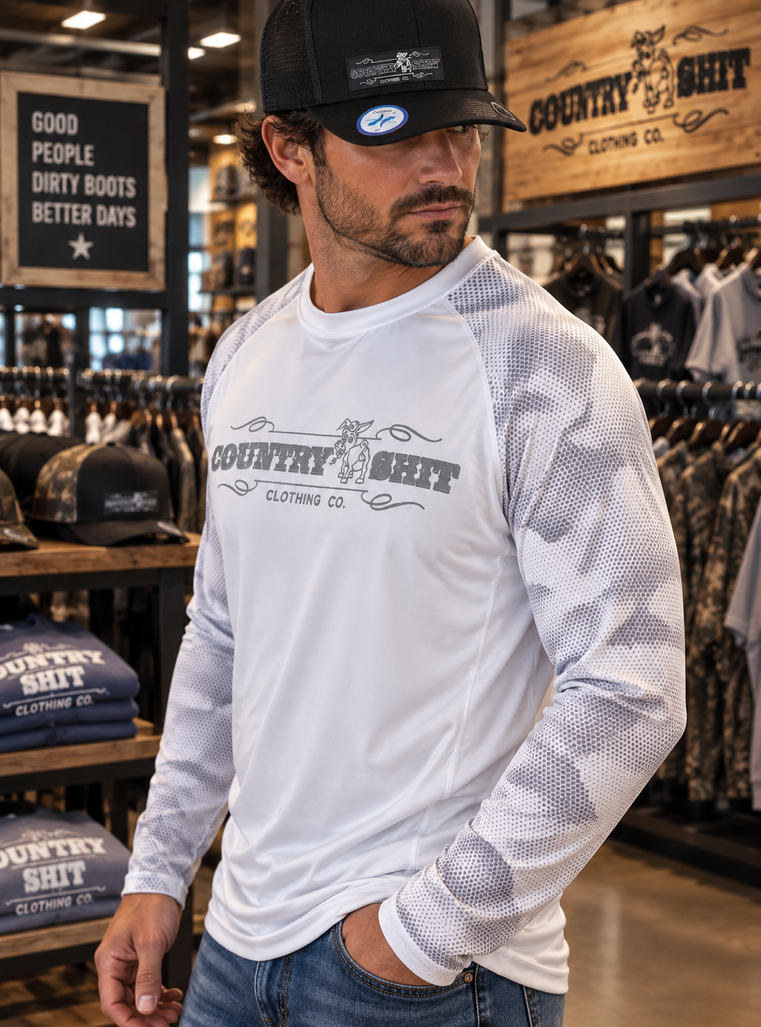 Paragon Performance Camo Long Sleeve Shirt UPF 50+ White