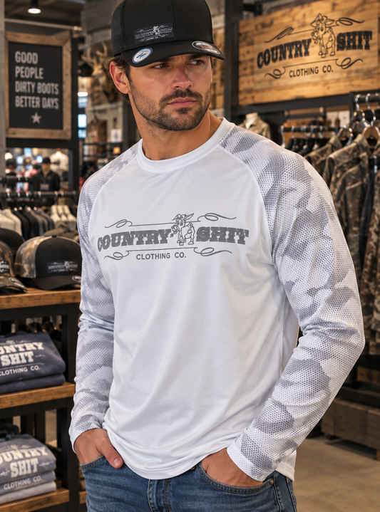 Paragon Performance Camo Long Sleeve Shirt UPF 50+ White
