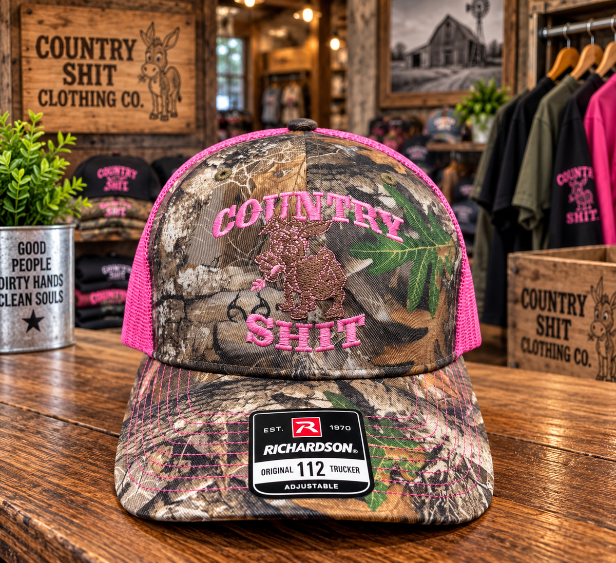 Camo w/ Pink Embroidered Richardson Snapback Hat
