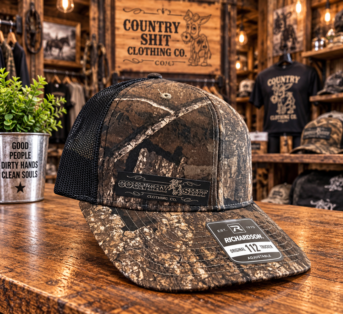 Dark Camo w/ Black Richardson Snapback Hat