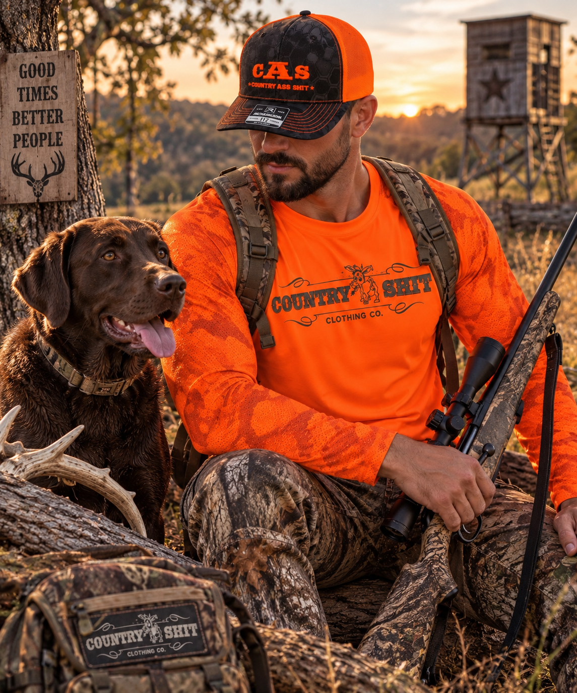 Paragon Performance Camo Long Sleeve Shirt UPF 50+ Neon Orange