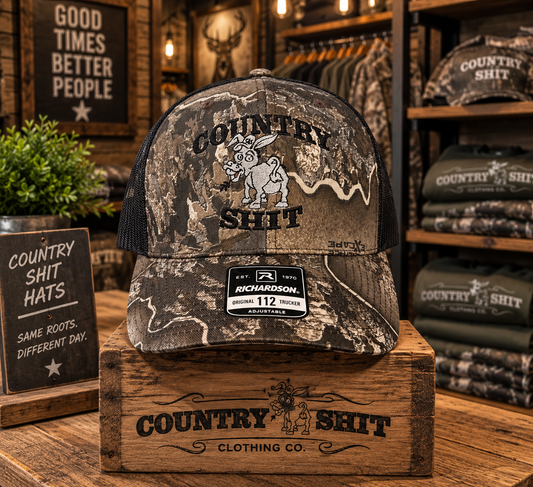 Camo w/ Escape/ Black Richardson Snapback Hat Embroidered