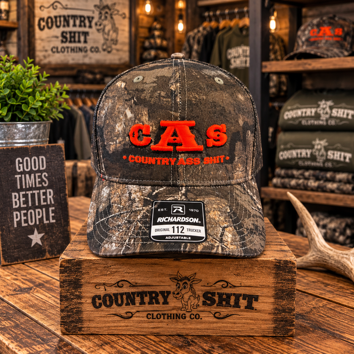 Camo w/ Black Richardson Snapback Hat Embroidered