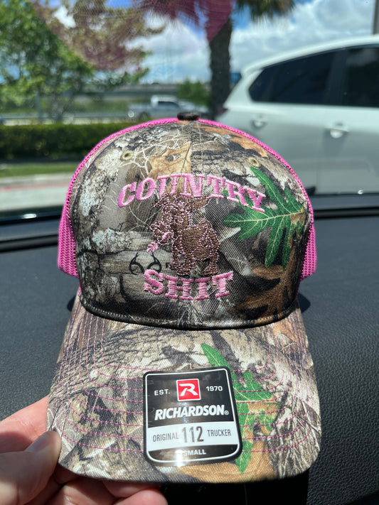 Camo w/ Pink Embroidered Richardson Snapback Hat