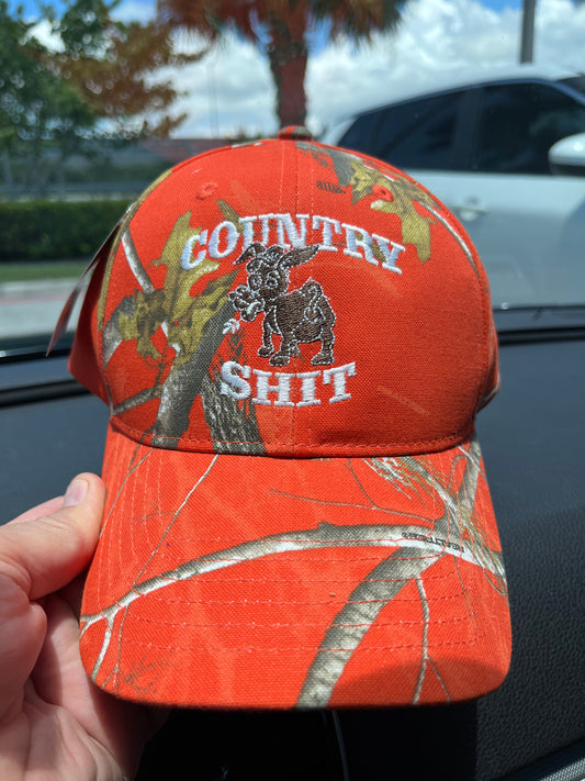 Camo Flex-Strap Hat Embroidered Orange