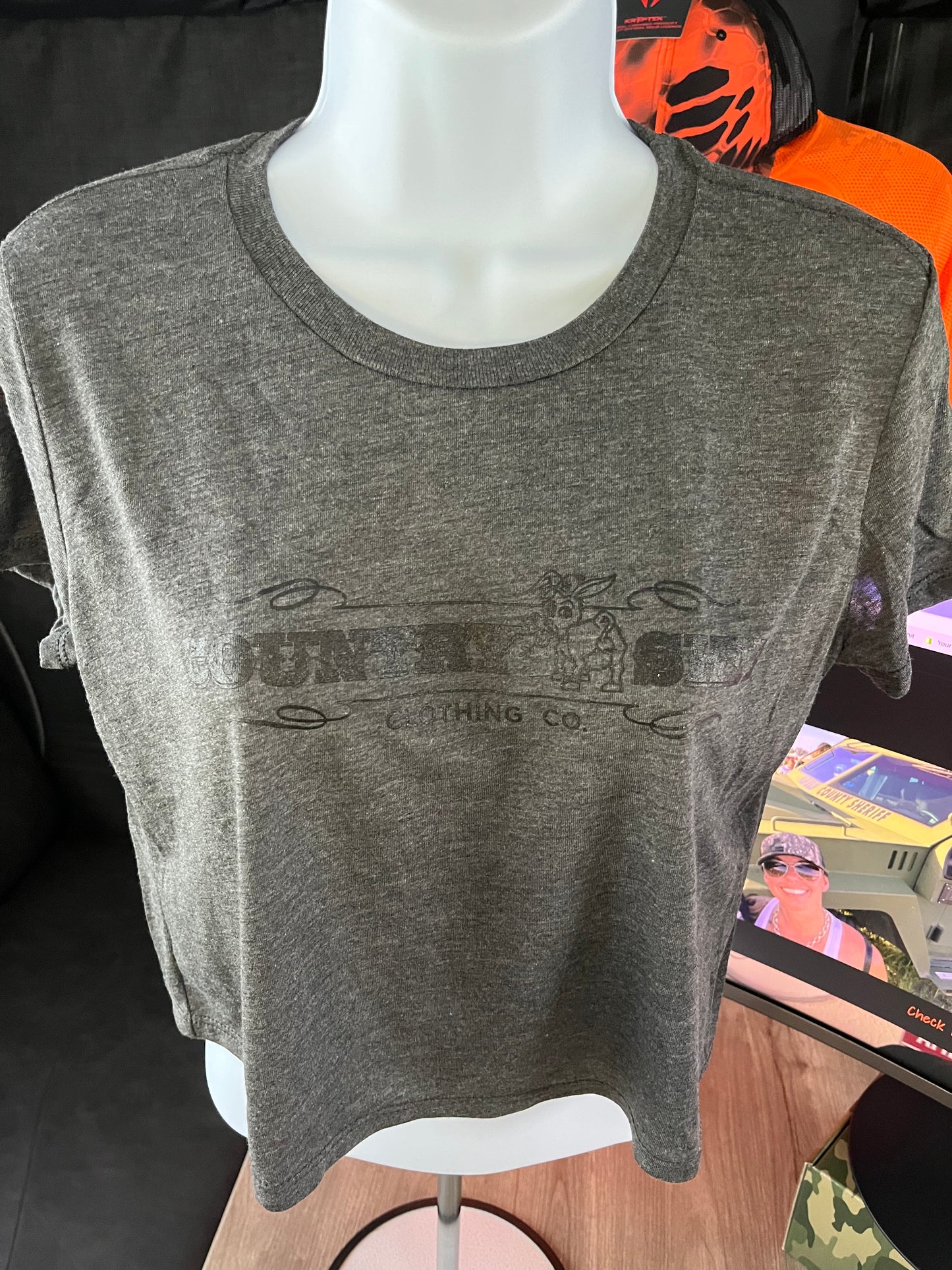 *Women's Cropped Tee- Dark Heather Grey*