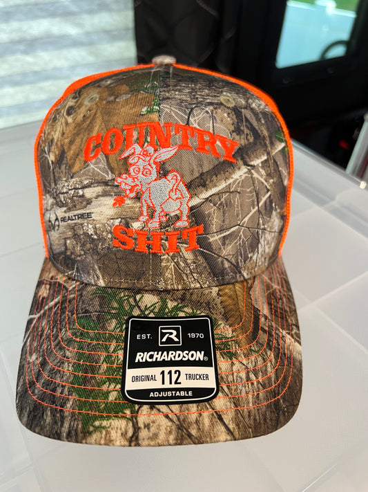 Camo w/ Neon Orange Embroidered Richardson Snapback Hat