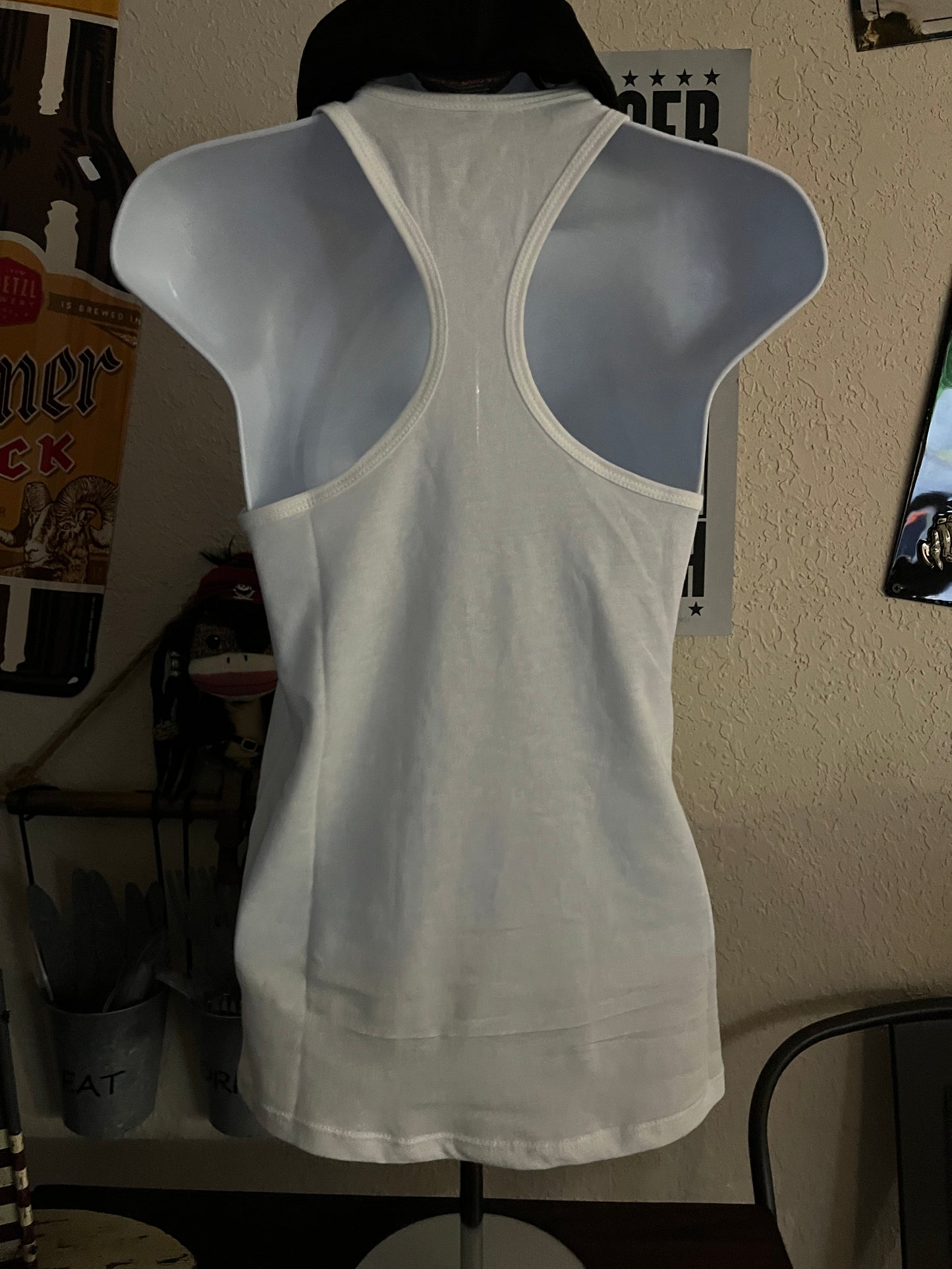 *Women's White Racerback Tank*