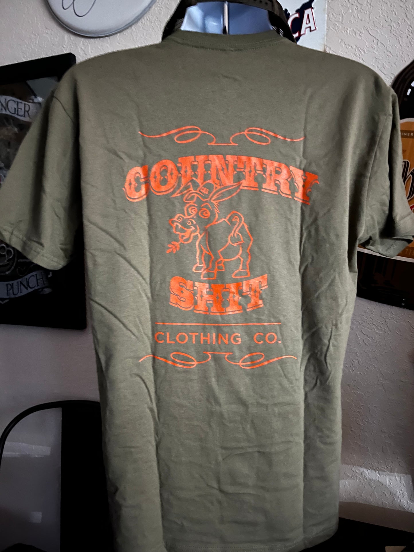 Short Sleeve Crew Military Green Orange